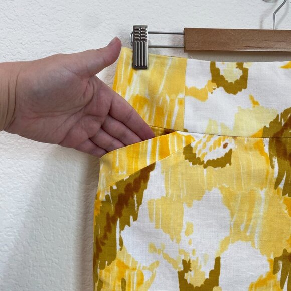 Calvin Klein Yellow Floral Linen Blend Pencil Skirt - Picture 3 of 8
